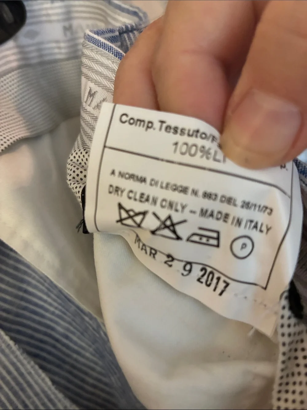 Chiari Made in Italy Men's Light Blue Pinstripe LinenDress Pants SZ 36/31